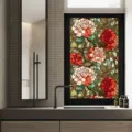Stained glass floral window film, static cling decorative sticker for home room decor. - BL159 / 45*100cm Pure Frosted