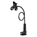 Flexible gooseneck phone mount detail with sturdy clamp and protective silicone pads. - Black