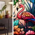 Retro flamingo window film static cling PVC glass sticker for home decor details view - BL118