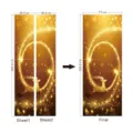 Sticker de porte de Noel 3D cerf dore decalcomanie murale amovible deco 77x200cm DIY - SMT015