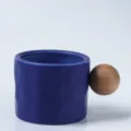 Nordic style Klein blue ceramic mug with unique wooden ball handle for office home use. - 301-400ml / Klein Blue
