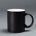 Black matte ceramic coffee mug with white interior, classic office drinkware for daily use. - 301-400ml / Matte Black