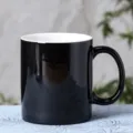 Black ceramic coffee mug, simple office tea cup with white interior, classic variant. - 301-400ml / Glossy Black