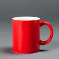 Simple red ceramic coffee mug with white interior, classic design for office and home use. - 301-400ml / Glossy Red