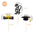 Graduation cupcake toppers 2024 glitter black gold cake decorations 48pcs party supplies - 48 Pieces/Pack / Glitter Royal Blue + Carbon Black