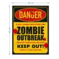 Halloween zombie uitbraak waarschuwing sticker, gedetailleerd weergave van horror wanddecoratie. - HW014 (Gevaar Zombie Uitbraak Stijl)