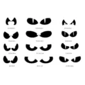 Halloween peeking cat eyes acrylic wall sticker size guide and design options for decor. - JM907: Eye