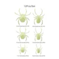 Halloween 3D luminous glow spider wall stickers set, 12pcs spooky party decor props. - 12 Pieces/Pack / Green
