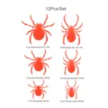 Halloween 3D luminous spider wall stickers set, 12pcs assorted sizes glowing window decor. - 12 Pieces/Pack / Red Light