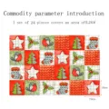 Vista dettaglio adesivo piastrelle Natale, design motivo patchwork festivo, 10x10cm, 24 pezzi totali. - ET198 / 10x10cm - Confezione da 24