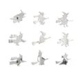 Close-up details of Halloween witch acrylic mirror wall stickers, 3D self-adhesive decor. - Witch / Silver