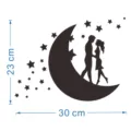 Romantic couple moon and stars wall sticker removable DIY vinyl wall decal home decor 23x30cm - Couple Moon Style(JM621) / Red