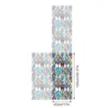 Detailed close-up view of 3D stained glass window film, decorative static cling sticker. - FDBL003 / 43x100cm