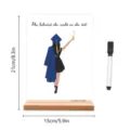 Gepersonaliseerd acryl afstudeerbord met houten basis, DIY bureaudecoratie cadeau - BT015 - verticaal / Houten Voet + Zwarte Stift