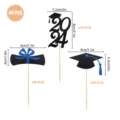 48pcs adornos para tarta graduacion papel brillante birrete 2024 fiesta cupcakes - DGC001 (48 Pzas) Azul Brillante + Negro Carbón / Estilo 2026