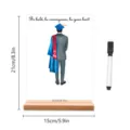 Detail van acryl afstudeer bureauscheidingswand met houten basis en uitwisbare stift. - BT017 - verticaal / Houten Voet + Zwarte Stift