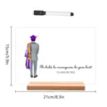 Acryl afstuderen desktop display board detail met houten basis en stift voor feestdecoratie. - BT018 - horizontaal / Houten Voet + Zwarte Stift