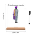 Acryl afstuderen bureaubord met houten basis en marker voor feestdecoratie details. - BT018 - verticaal / Houten Voet + Zwarte Stift