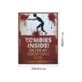 Halloween zombie metal sign wall sticker horror decor 30x23cm spooky party hanging sign - YHW020 Luminous