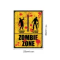 Autocollant mural zombie Halloween affiche panneau d'avertissement effrayant 30x23cm - YHW015 Lumineux / Lot de 2