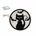 Targa sospesa di Halloween gatto nero pipistrello decorazione murale per soggiorno - Ornamento Sospeso Strega Pipistrello(MZ011) / Con corda di canapa + gancio senza tracce