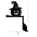 Halloween Hexen Kürbis Acryl Ecke Wandaufkleber, schwarzer Spiegel Wohndeko Größe 20x14.6cm. - Größe L / Schwarz