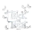 Halloween acrylic mirror wall sticker set with Trick or Treat letters and bats, 40x37.6cm home decor. - Letter and Bat Combination / Silver