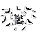 Halloween 3D acrylic mirror wall stickers with bat and trick or treat letter decorations. - Letter and Bat + 12 Large 3D Bats / Black
