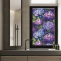 Film pour fenêtre décoratif avec motif de fleurs violettes, adhésif statique pour la maison. - BL169
