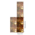 Vue détaillée du film pour vitre en vitrail avec motif de forêt d'automne et dimensions. - Film pour Vitrage Pierre Couleur Double Face(SWBL073)