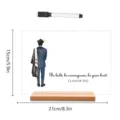 Acryl afstuderen tafelbord houten basis met uitwisbare marker, 15x21cm bureau decor. - BT019 - horizontaal / Houten Voet + Zwarte Stift