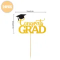 Glitter gold graduation cake topper with black cap for grad party decoration and celebration. - 24 Pcs/Set / Glitter Royal Blue + Carbon Black