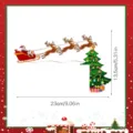 3D wooden Christmas door corner sticker featuring Santa sleigh and tree decor for holiday parties. - MZ178 Style