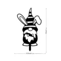Dessin technique détaillé du piquet de jardin de lapin de Pâques avec hauteur et largeur. - YKL176A / Acrylique Noir 3mm