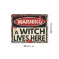 Halloween metal sign wall decor warning witch lives here vintage poster home room party. - YHW024 Luminous