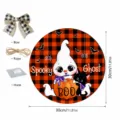 Targa porta in legno Halloween simpatico fantasma gatto nero decorazione 30cm - MZ031+Fiocco (Con Gancio e Corda di Canapa)