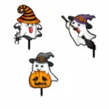 Tabla de tallas de estacas de jardín de fantasma de Halloween con dimensiones precisas. - Set TYU200A+B+C: impresión a doble cara