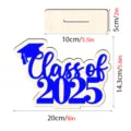 Letrero de decoración de mesa de graduación de madera con soporte y detalles de tamaño - MZ388 / Azul