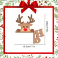 Wooden Christmas reindeer door corner decoration with festive design and dimensions indicator. - Christmas Elk Door Corner Sticker (MZ651) / 5mm Wood and Foam Adhesive
