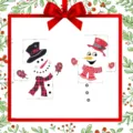 Detailed dimension view of Christmas snowman magnetic stickers showing precise part sizes. - Reflective Magnetic Stickers / RFM038