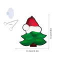 Vue détaillée de l'ornement suspendu de sapin de Noël avec dimensions, chaîne et ventouse. - Avec chaîne fine en fer de 50 cm + ventouse / TYU186