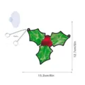 Suspension de fenêtre en vitrail de houx de Noël attrape-soleil avec ventouse et chaîne déco - Avec chaîne fine en fer de 50 cm + ventouse / TYU187