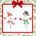 Detailed view of Christmas snowman garage door magnet set showing precise dimensions. - Reflective Magnetic Stickers / RFM039