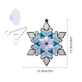 Ornement suspendu flocon de neige en verre teinté bleu avec chaîne et ventouse, 15.2x12.6cm - Avec chaîne fine en fer de 50 cm + ventouse / TYU195