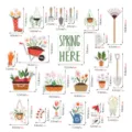 Spring garden flower theme decorative stickers set with various potted plants and tools. - CT326 Easter Egg Rabbit
