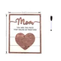 Mother's Day wooden plaque table sign with heart puzzle and marker for home decor gift. - Style A