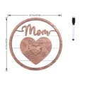 Wooden Mother's Day plaque detail showcasing the heart puzzle design and Mom cutout cleanly. - Style B / 5mm Wood Board + Laser + 1 Black Whiteboard Marker