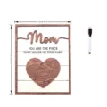 Wooden Mother's Day puzzle plaque tabletop decor gift with pen showing 22x27cm size detail - Style B