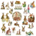 Vintage Osterhase Aufkleber süße Kaninchen magnetische Kühlschrank Auto Deko Sticker Set - CT331 Stil / Verdichtetes Magnetisch