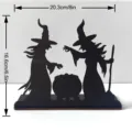 Halloween wooden witch silhouette tabletop decoration cauldron sign ornament for festive home decor - Without Light (KT Board Packaging) / MZ821